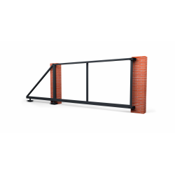 Откатные ворота Grand Line Жалюзи на кирпичные столбы (2,0*4,5 м) RAL 7024